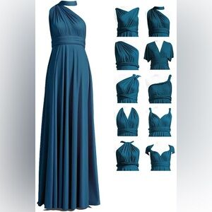 Womens NEW Two Birds convertible infinity teal maxi dress gown Sz A (Sz 0-12)